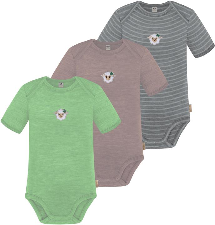 Normani 3er Set Baby Merino Body Kurzarm „Tauranga" - 9295