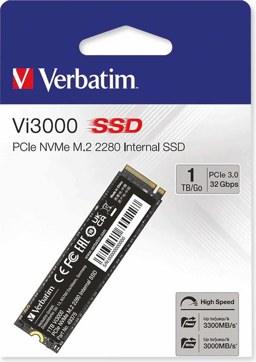 Verbatim SSD Vi3000 Interne PCIe NVMe M.2 (1000 GB, M.2 2280)