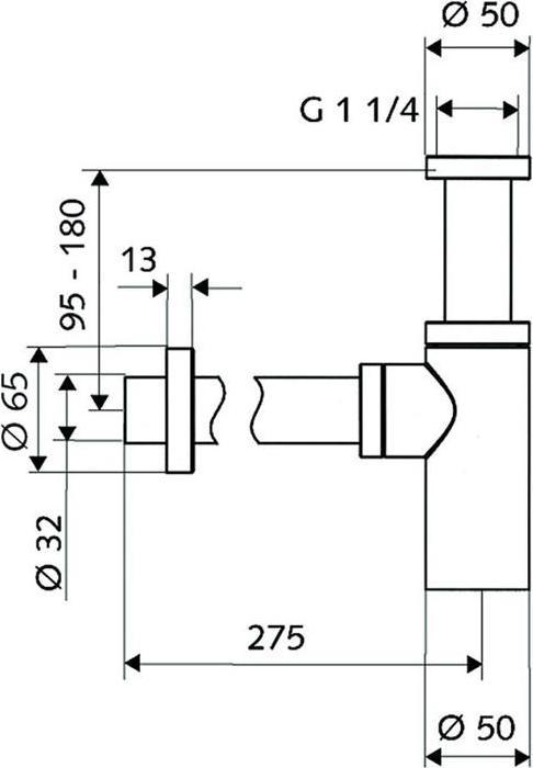 Actual product image Schell Design siphon EDITION chrome (Siphon mounting material, 1 1/4")