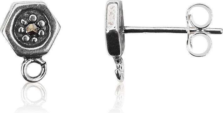 Actual product image Leyda Marcastite Ear Stud with Clasp (Gemstone, Silver 925)