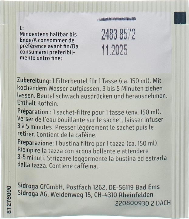 Nährwerte und Zutaten Sidroga Bio Grüntee (34 g)