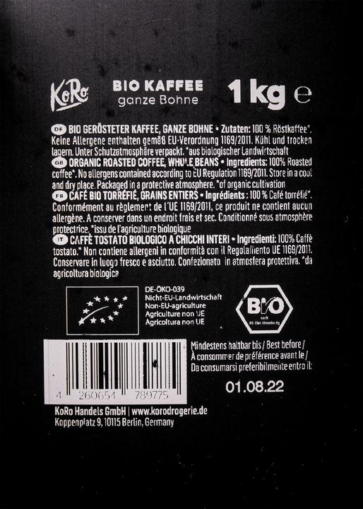 Image du produit KoRo Café torréfié bio en grains (6000 g)