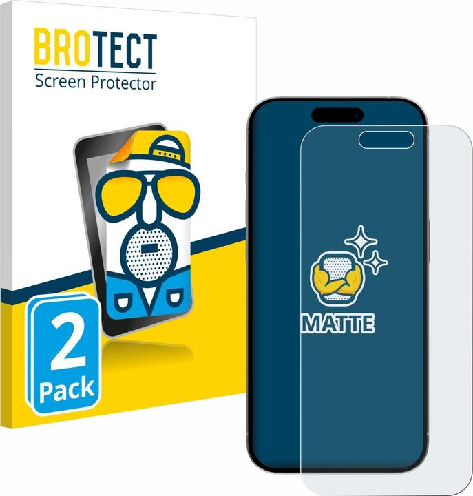 BROTECT Entspiegelungs-Schutzfolie Displayschutz Matt (2 Stück, Apple iPhone 15 Pro)