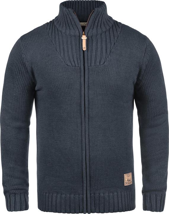 Actual product image Solid Poul Men's Cardigan Chunky Knit Jacket With Funnel Neck (M)