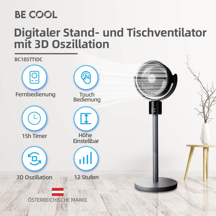 Produktbild Be Cool BC18STTIDC Ventilator 2 in 1 Stand- und Tischventilator