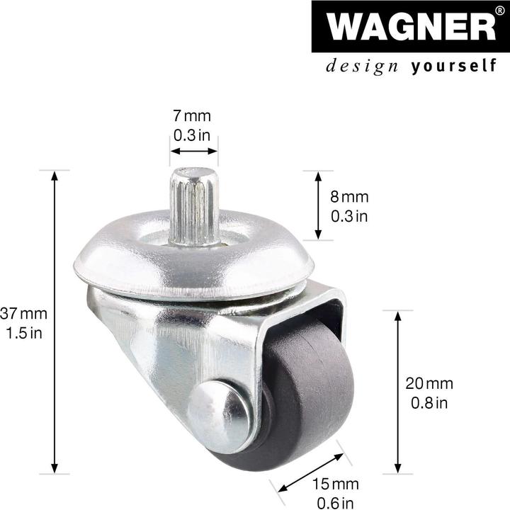 Actual product image Wagner System Bed base castor ø 20 mm pin 6x8 mm soft