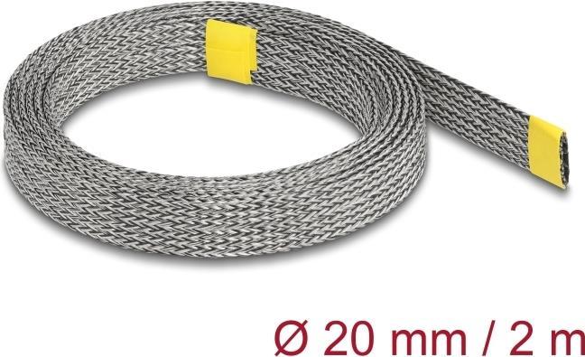 Actual product image Delock Braided sleeving for EMI shielding, expandable 2 m x 20 mm (Cable conduit, 200 cm)