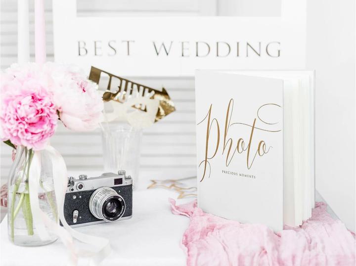 Actual product image Partydeco Photo album Precious moments 20 x 24.5 cm, White/Gold (20 x 24.5 cm)