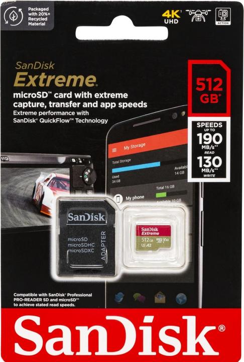 Image du produit SanDisk Extreme UHS-I V30 (512 Go, microSDXC, U3, UHS-I)