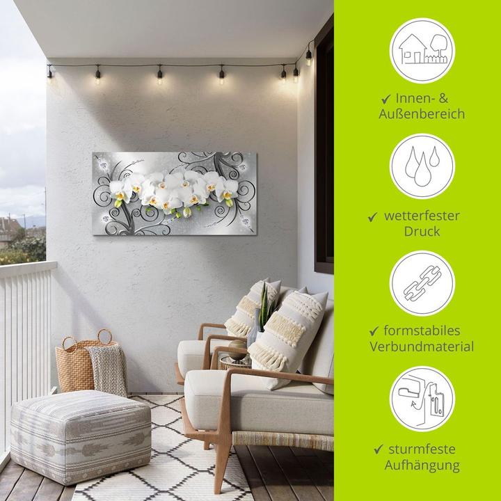 Produktbild Artland weisse Orchideen auf Ornamenten U1QV (60 x 30 cm)