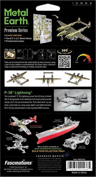 Image du produit Metal Earth ICONX - Lockheed P-38 Light