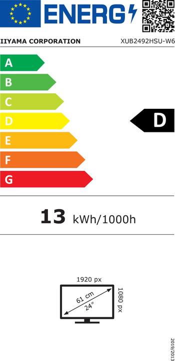 Energie-Label iiyama XUB2492HSU-W6/24" FHD Business ETE IPS (1920 x 1080 Pixel, 23.80")