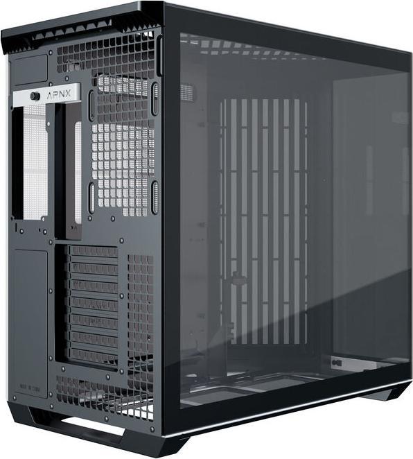 Actual product image APNX V1 PC case, midi tower, ATX, tempered glass - wood, black / white (ATX)