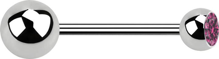 Image du produit Star Piercing Micro Barbell argent avec boule et boule de cristal rose (Acier chirurgical 316L, sans laiton)
