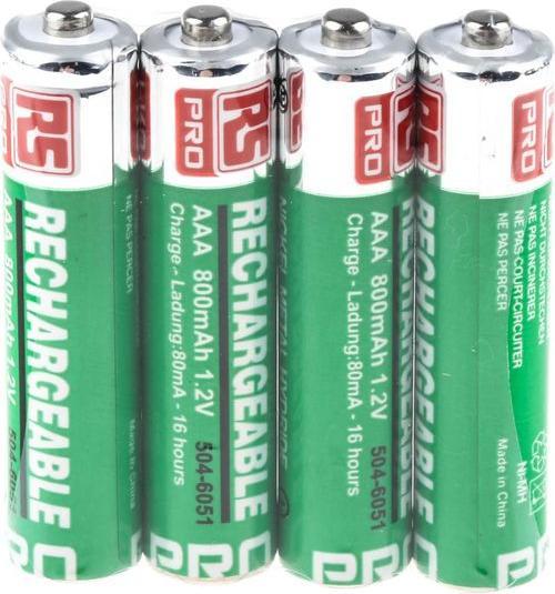 Produktbild Rs Pro AAA-Akku, NiMH, 1.2V, 800mAh, Standard-Anschluss, -10  +60°C (4 Stk., AAA, 800 mAh)