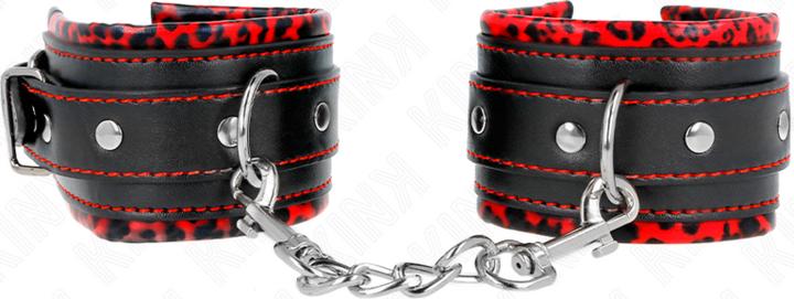 Produktbild Kink Pelzgefãoetterte Handgelenkfesseln Rot/Schwarz Verstellbar 17-29 cm X 6 cm