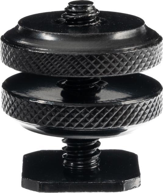 Produktbild Caruba Blitzschuh Adapter Universal Blitzschuh > 1/4" AuÃengewinde (mit DistanzstÃ¼ck) Schwarz (Blitzgerät Adapter)