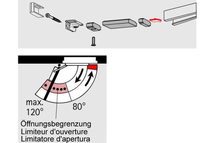Actual product image Dormakaba Opening limitation for slide rail G-N / G-N XEA (Indoor)