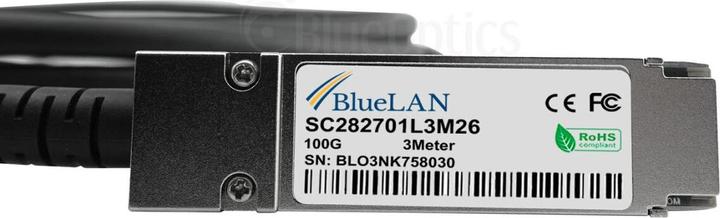 Actual product image CBO Arista CAB-Q-4S-100G-5M Compatible BlueLAN QSFP28 DAC SC282701L5M26