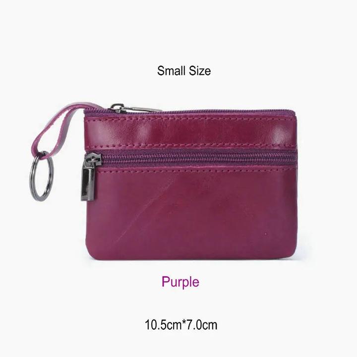 Only-Bags.Store Vintage Crazy Horse Leder Münze Geldbörse Echtes Leder Reissverschluss Münze Brieftasche Retro Key