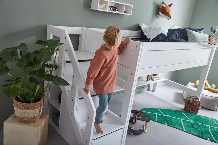 Image du produit Lifetime Kidsrooms Kidsrooms Lit mi-hauteur avec escalier et sommier Deluxe 128 x 257 x 102 (90 x 200 cm)