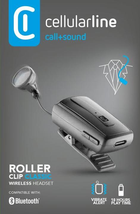 Cellularline Roller Clip Headset univ. Cellular Black (7 h, Kabellos)
