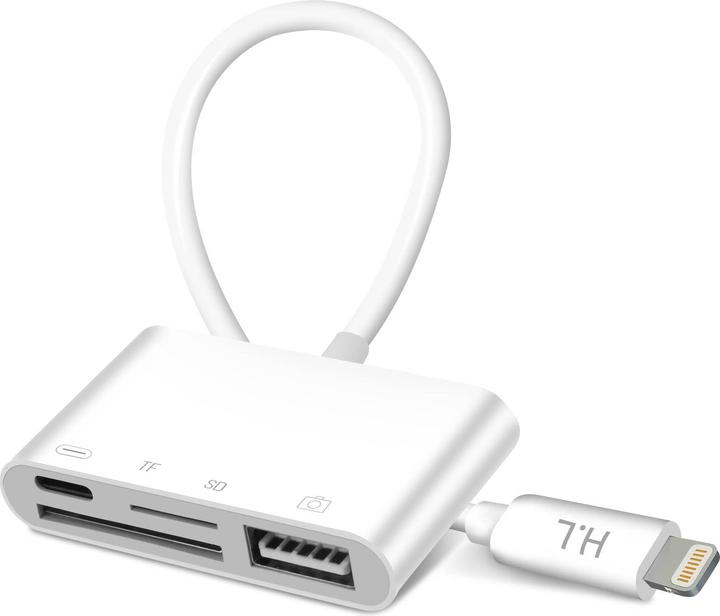 Avizar Adattatore per lettore di schede Lightning iPhone / iPad per USB / Micro-SD /Lightning - Bianco