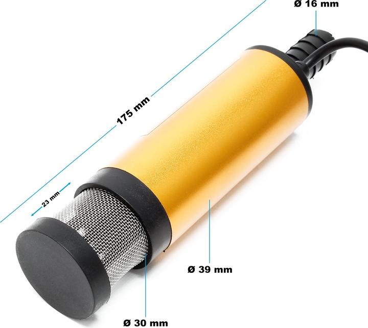 Produktbild Wiltec Mini Pumpe 12l/min 8700U/min mit Ansauggitter Tauchpumpe Wasser Dieselöl