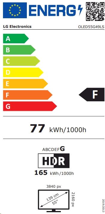 Energy Label LG TV OLED55G49LS (2024) (55", G4, OLED, 4K, 2024)