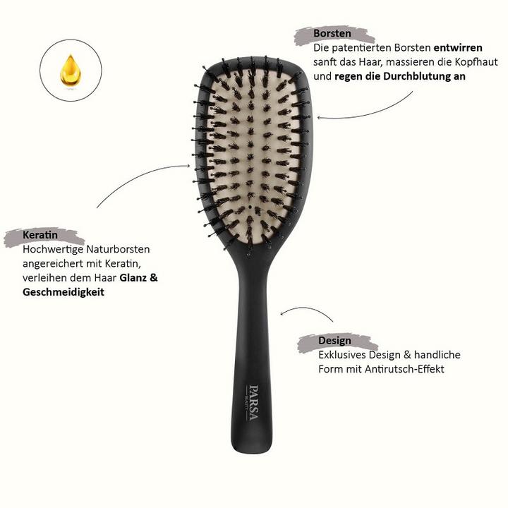 Image du produit Parsa Beauty Parsa Keratin Care & Shine Brosse à cheveux grande, ovale, noire