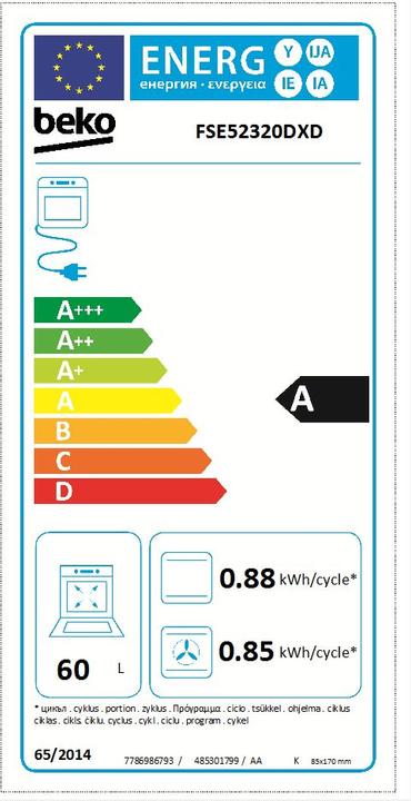 Energy Label Beko FSE52320DXD, 50cm, stainless steel color