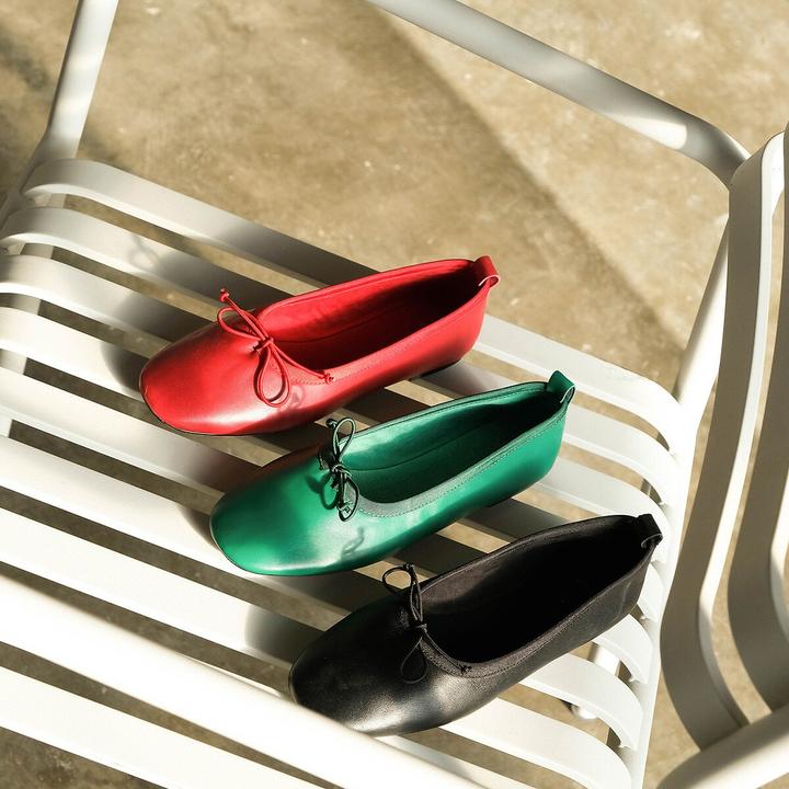Produktbild La Redoute Collections Lederballerinas mit Schleife (41)
