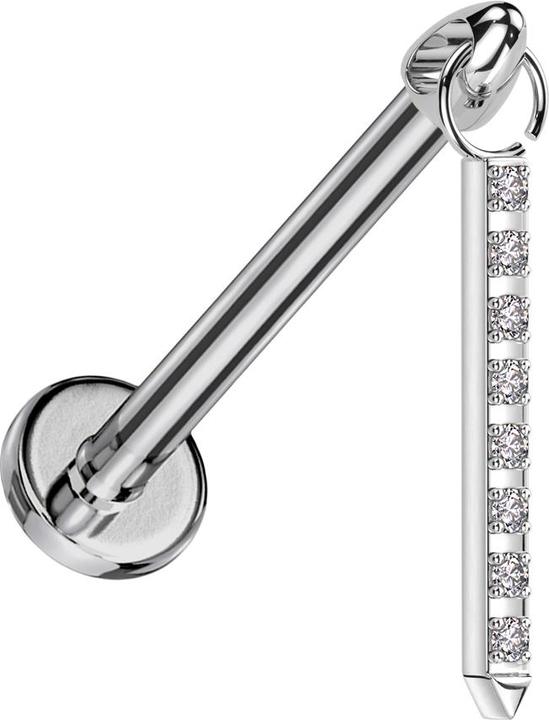 Produktbild Star Piercing Micro Labret Innengewinde silber Cone silber Anhänger Balken Kristalle silber (ohne Messing, Titan G23)