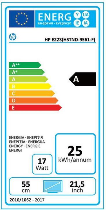 Label énergétique HP Elite E223 (1920 x 1080 pixels, 21.50")