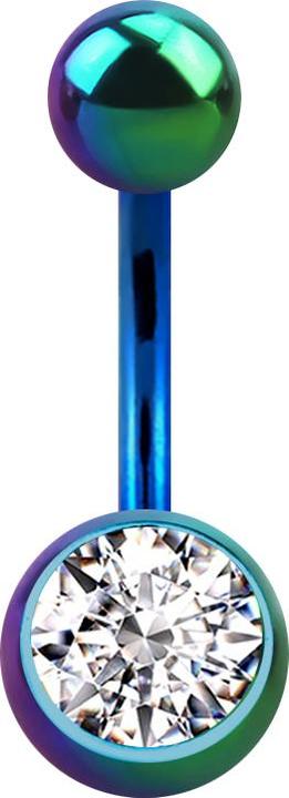 Immagine prodotto Star Piercing Banana colorata con sfere e cristalli d'argento (Acciaio chirurgico 316L, senza ottone)