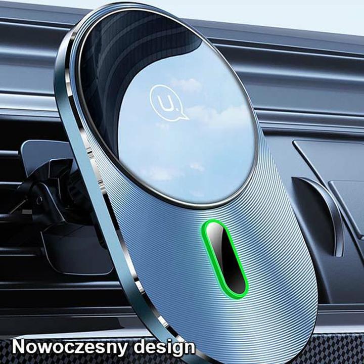 Actual product image Usams Uchwyt indukcyjny Magnetic Car Wireless Charging 15W do kratki went. szary/grey CD170DZ01 (US-