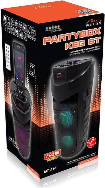 Produktbild Media-Tech Portable speaker PARTYBOX KEG BT MT3165, 30W RMS, Bluetooth, Karaoke, USB, MicroSD, FM Ra (8 h, Stromversorgung über USB)