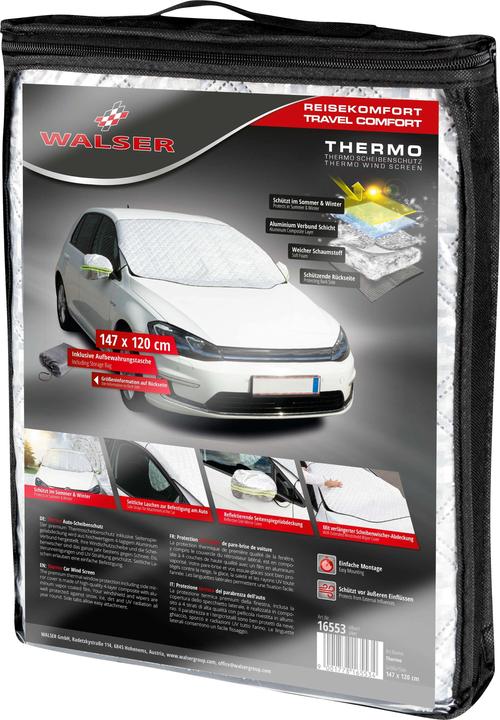 Actual product image Walser Premium thermal windscreen protector with side mirror cover, car windscreen cover 147x120 cm