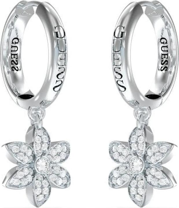 Produktbild Guess 30MM PAVE FLOWER HUGGIES Ohrringe (Edelstahl)