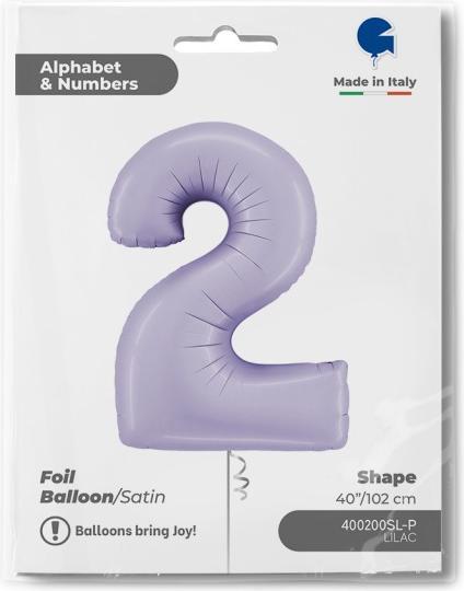 Actual product image Grabo Maxi foil balloon number 2 lavender satin (1 x)