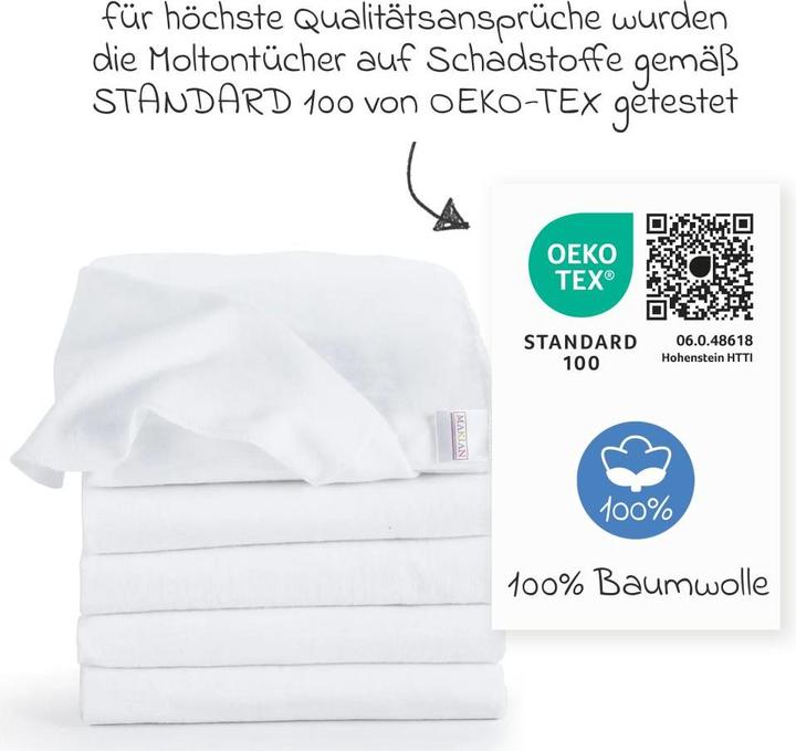 Image du produit Makian Draps en molleton Lot de 5 draps en molleton 80 x 80 - Blanc (80 cm, 80 cm)