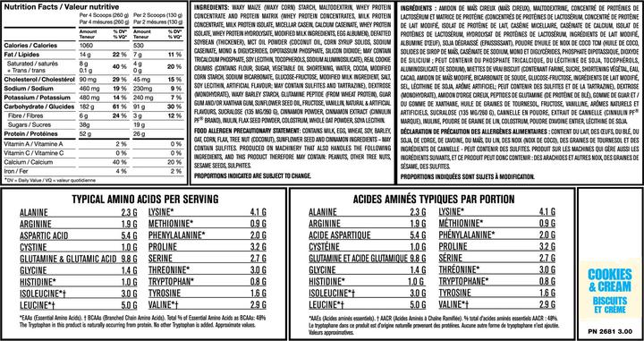 Nutritional values and ingredients Mutant Mass (Vanilla, 1 pcs., 6800 g)