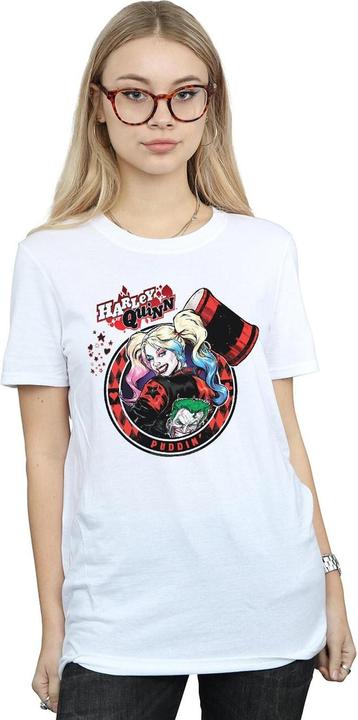 Actual product image Womens/Ladies Harley Quinn Joker Patch Cotton Boyfriend T-Shirt (M)