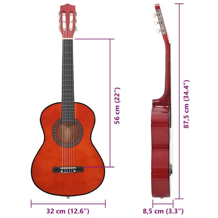 Produktbild VidaXL 8 Piece Classical Guitar Beginner Set (Akustik Gitarren Set, Nylon, Lindenholz, Hartplastik)