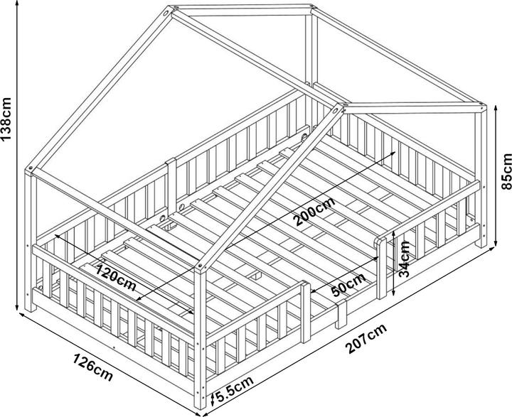 Image du produit En.Casa Lit d'enfant Treviolo 120x200 cm avec matelas en mousse froide et grille Rose (120 x 200 cm)