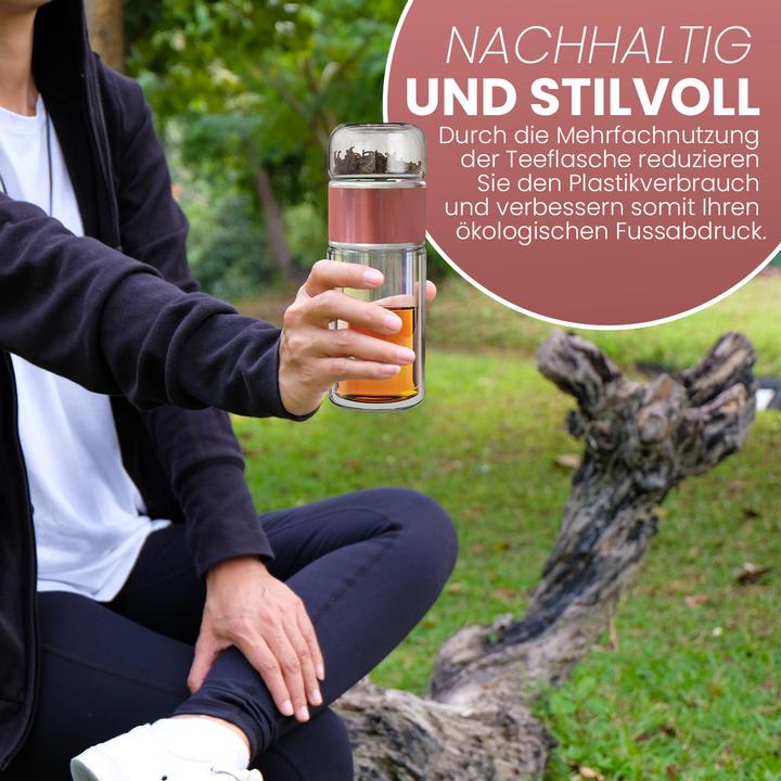 Produktbild Gewürzladen Näfels Drehbare Teeflasche aus hitzebeständigem Glas mit Teefilter - to go (0.24 l)