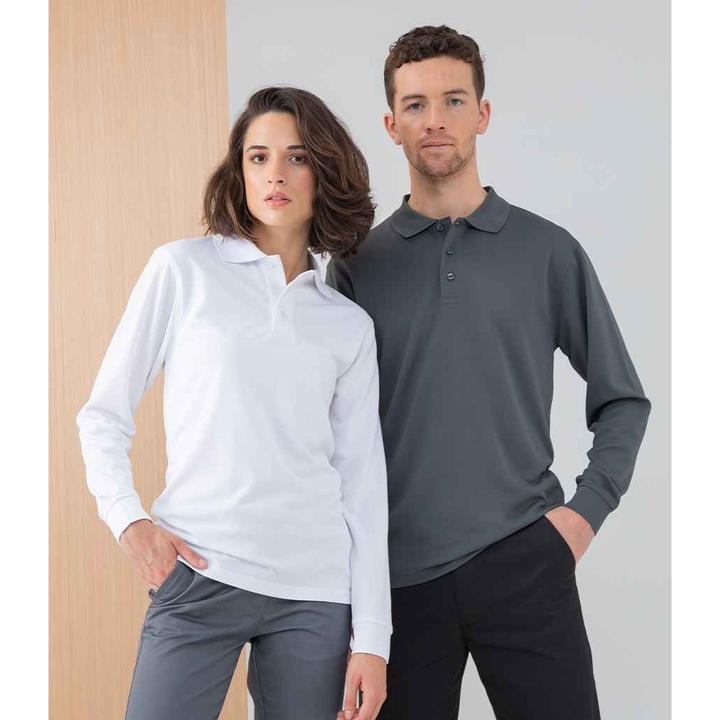 Actual product image Henbury Adults Unisex Long Sleeve Coolplus Piqu Polo Shirt (XL)