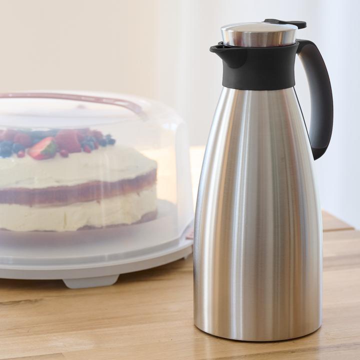 Actual product image Emsa Vacuum jug SOFT GRIP, 1.0 litre, stainless steel / wine red One-handed operation with quick-tip (1 l)