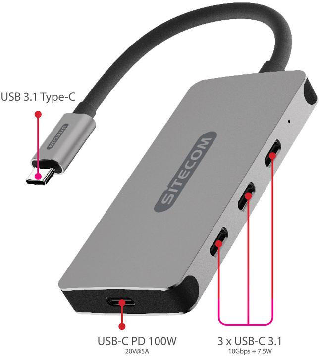 Produktbild Sitecom CN 386 (USB-C, 4 Ports)