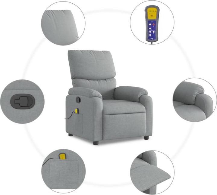 Produktbild VidaXL Massagesessel Hellgrau Stoff,Farbe: Hellgrau,Material: Stoff